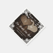 Serviette En Papier Rustic Country Grange Bois Burlap Mariage dentelle (Coin)