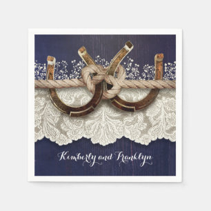 Serviette En Papier Rustic Country Horseshoe dentelle Mariage de la Ma