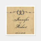 Serviette En Papier Rustic Country Horseshoes Mariage Barbed Napkin (Devant)