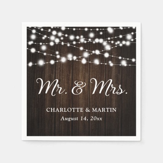 Serviette En Papier Rustic Country M. et Mme Mariage Napkins (Devant)