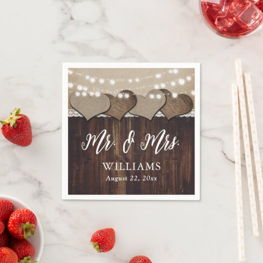 Serviette En Papier Rustic Country M. et Mme Mariage Napkins (En situation)
