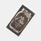 Serviette En Papier Rustic Country Mason Jar Wood Mr & Mrs Mariage (Coin)