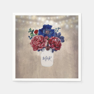Serviette En Papier Rustic Country Navy et Mariage de Bourgogne