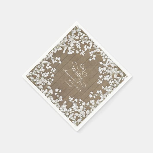 Serviette En Papier Rustic Country Pique-nique Réception Bébé's Breath (Coin)