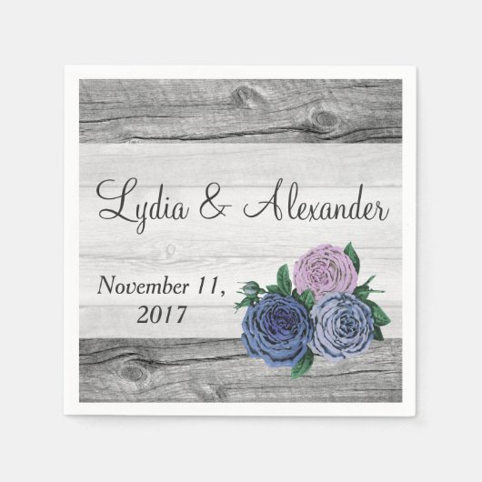 Serviette En Papier Rustic Country Roses Barn Mariage de bois (Devant)