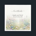 Serviette En Papier Rustic Country Watercolor Fleur sauvage Mariage<br><div class="desc">Design de charme avec fleurs sauvages d'aquarelle douce,  calligraphie moderne. Utilisez l'outil Personnaliser pour ajouter vos informations. Les éléments correspondants se trouvent dans ma collection de Mariages Fleur sauvage.</div>