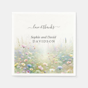 Serviette En Papier Rustic Country Watercolor Fleur sauvage Mariage