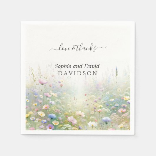 Serviette En Papier Rustic Country Watercolor Fleur sauvage Mariage (Devant)