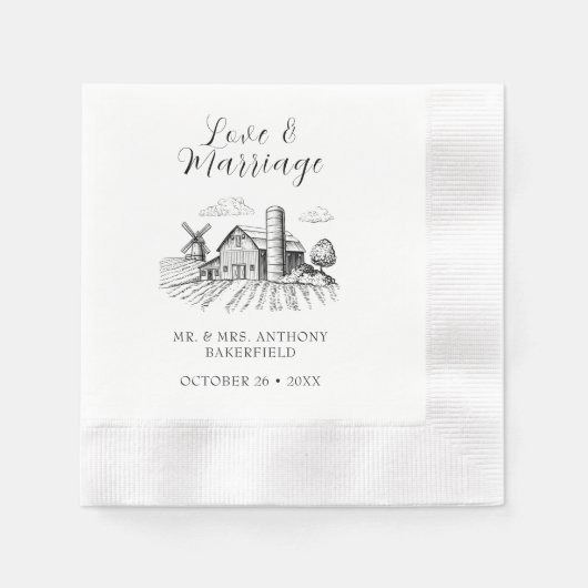 Serviette En Papier Rustic Country Western Barn Mariage Cocktail (Devant)