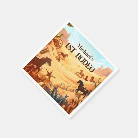 Serviette En Papier Rustic Cowboy Rodeo 1st Birthday Celebration (Coin)