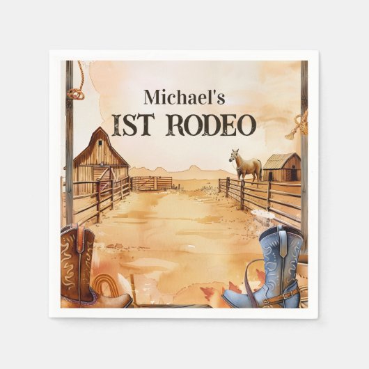 Serviette En Papier Rustic Cowboy Rodeo 1st Birthday Style (Devant)