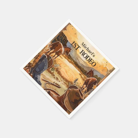 Serviette En Papier Rustic Cowboy Rodeo 1st Birthday Theme (Coin)