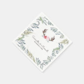 Serviette En Papier RUSTIC Deer Antler et Rose (Coin)