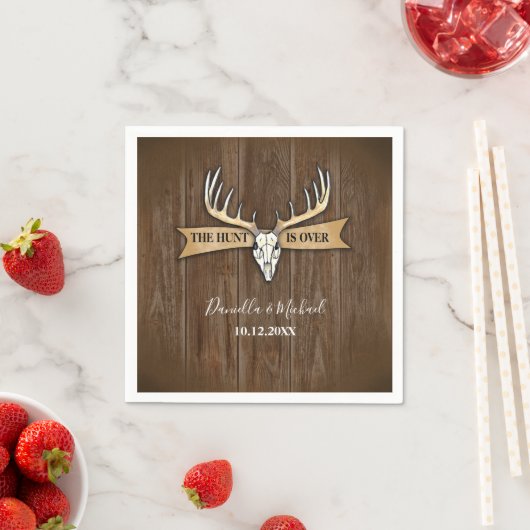 Serviette En Papier Rustic Deer Antlers Crâne Mariage La chasse est te (En situation)