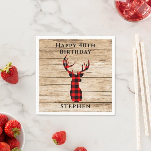 Serviette En Papier Rustic Deer Hunter Thème 40e fête d'anniversaire (En situation)