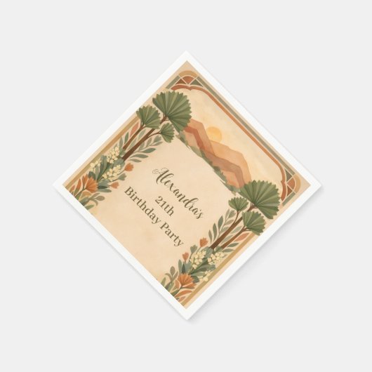 Serviette En Papier Rustic Desert Florals Birthday (Coin)