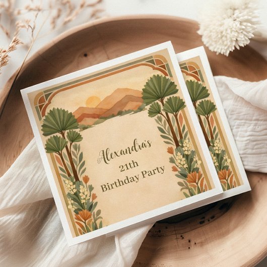 Serviette En Papier Rustic Desert Florals Birthday