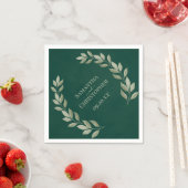 Serviette En Papier Rustic Emerald & Sage Feuille Mariage diagonal (En situation)