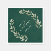 Serviette En Papier Rustic Emerald & Sage Feuille Mariage diagonal (Devant)