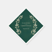 Serviette En Papier Rustic Emerald & Sage Feuille Mariage diagonal (Coin)