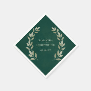 Serviette En Papier Rustic Emerald & Sage Feuille Mariage diagonal