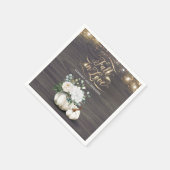 Serviette En Papier Rustic Fall Blanc Floral Citrouille Mariage (Coin)