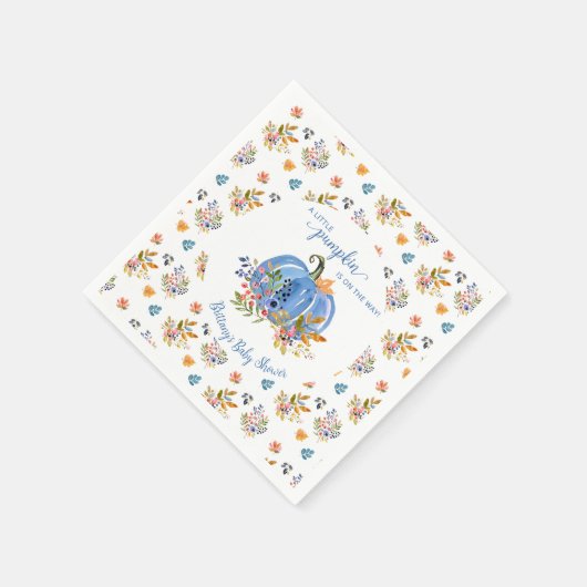Serviette En Papier Rustic Fall Blue Pumpkin Baby Shower (Coin)