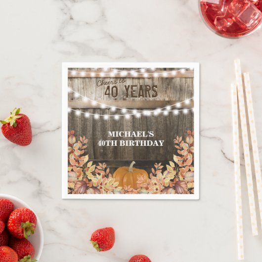 Serviette En Papier Rustic Fall Citrouille Bienvenue Anniversaire (En situation)