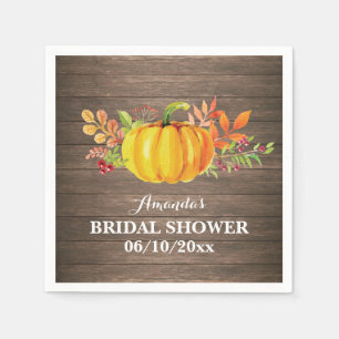 Serviette En Papier Rustic Fall Citrouille Fête des mariées  Napkin
