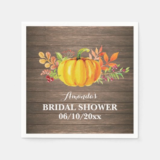Serviette En Papier Rustic Fall Citrouille Fête des mariées Napkin (Devant)