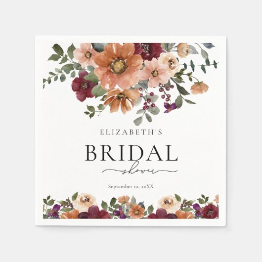 Serviette En Papier Rustic Fall Floral Mariage (Devant)