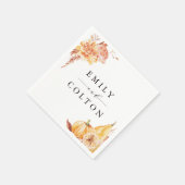 Serviette En Papier Rustic Fall Gold Floral Citrouille Mariage (Coin)