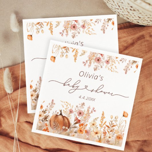 Serviette En Papier Rustic Fall Meadow Petit Papier Citrouille Napkin