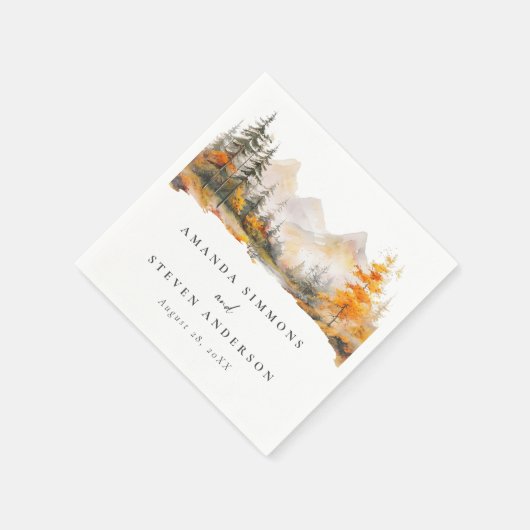 Serviette En Papier Rustic Fall Mountain Pine Forest Wedding (Coin)