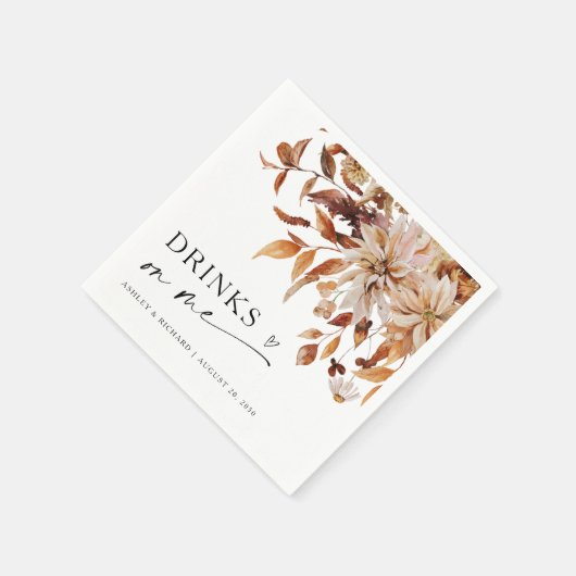 Serviette En Papier Rustic Fall quitte Mariage (Coin)