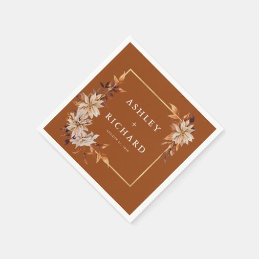 Serviette En Papier Rustic Fall quitte Mariage (Coin)