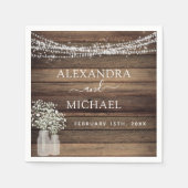 Serviette En Papier Rustic Farmhouse Baby's Breath Jar Mariage (Devant)