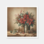 Serviette En Papier Rustic Farmhouse Holiday Poinsettia Découpage (Devant)