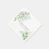 Serviette En Papier Rustic Fern Foliage Blanc Dîner Mariage (Coin)