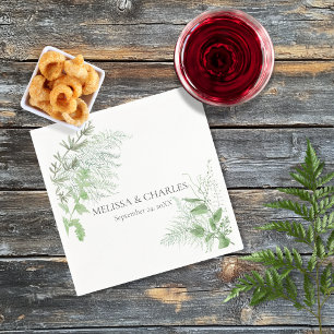 Serviette En Papier Rustic Fern Foliage Blanc Dîner Mariage
