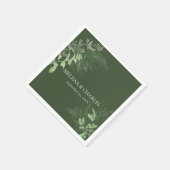 Serviette En Papier Rustic Fern Foliage Emerald Mariage (Coin)