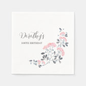 Serviette En Papier Rustic Fleur sauvage rose 100e fête d'anniversaire (Devant)