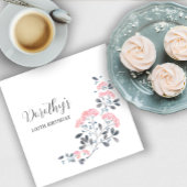 Serviette En Papier Rustic Fleur sauvage rose 100e fête d'anniversaire