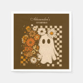 Serviette En Papier Rustic Floral Checkerboard Ghost 1st Birthday (Devant)