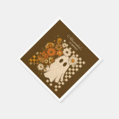 Serviette En Papier Rustic Floral Checkerboard Ghost 1st Birthday (Coin)