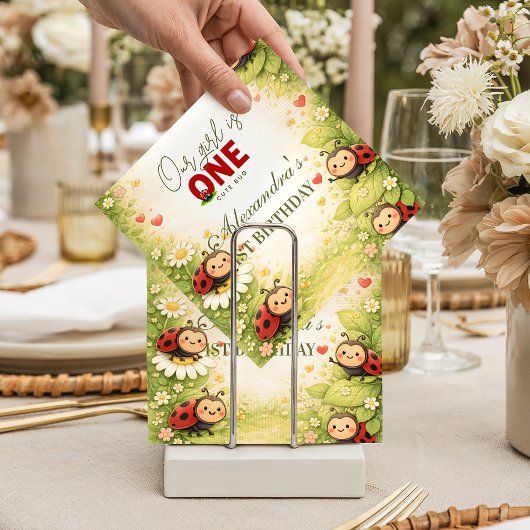 Serviette En Papier Rustic Floral Lady Bug 1st Birthday