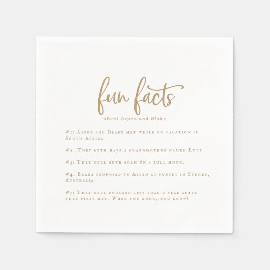 Serviette En Papier Rustic Gold Script Fun Faits Mariage Napkins (Devant)