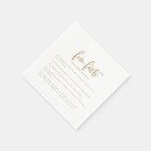 Serviette En Papier Rustic Gold Script Fun Faits Mariage Napkins (Coin)