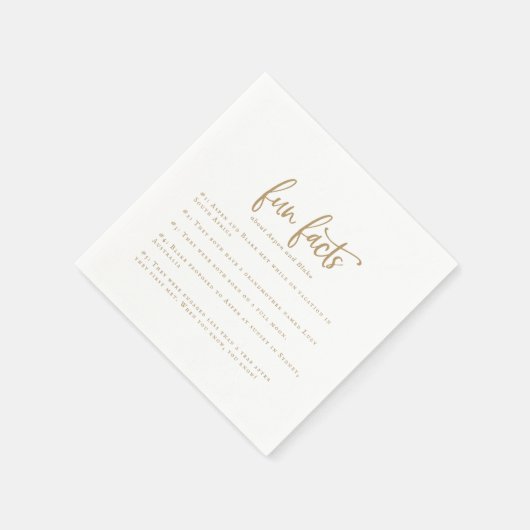Serviette En Papier Rustic Gold Script Fun Faits Mariage Napkins (Coin)