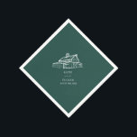 Serviette En Papier Rustic Grange Emerald Green Mariage de automne<br><div class="desc">Mariage RSVP avec illustration de grange rustique.</div>